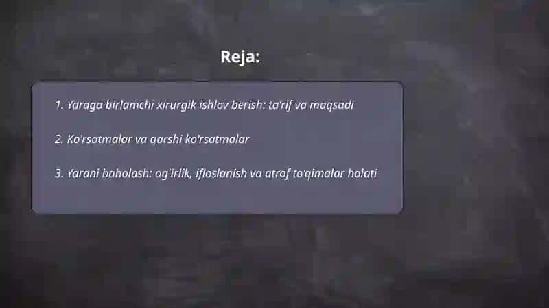 Yaraga birlamchi xirurgik ishlov berish 2