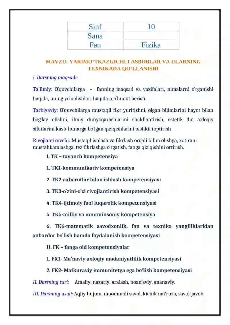 YARIMO‘TKAZGICHLI ASBOBLAR VA ULARNING TEXNIKADA QO‘LLANISHI 2