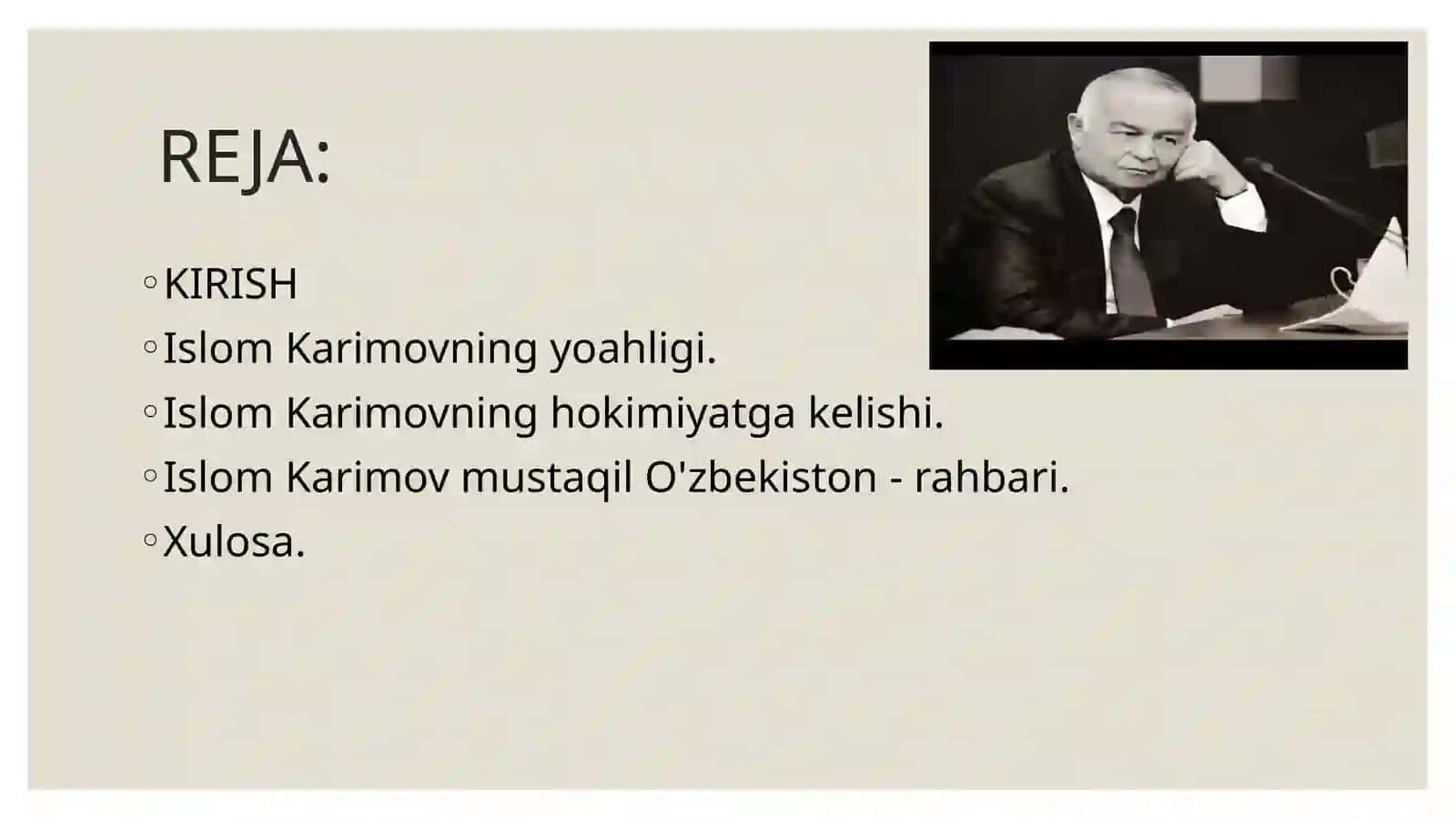 ISLOM ABDUG'ANIYEVICH KARIMOV MUSTAQIL O'BEKISTON RESPUBLIKASINING BIRINCHI RAHBARI 2