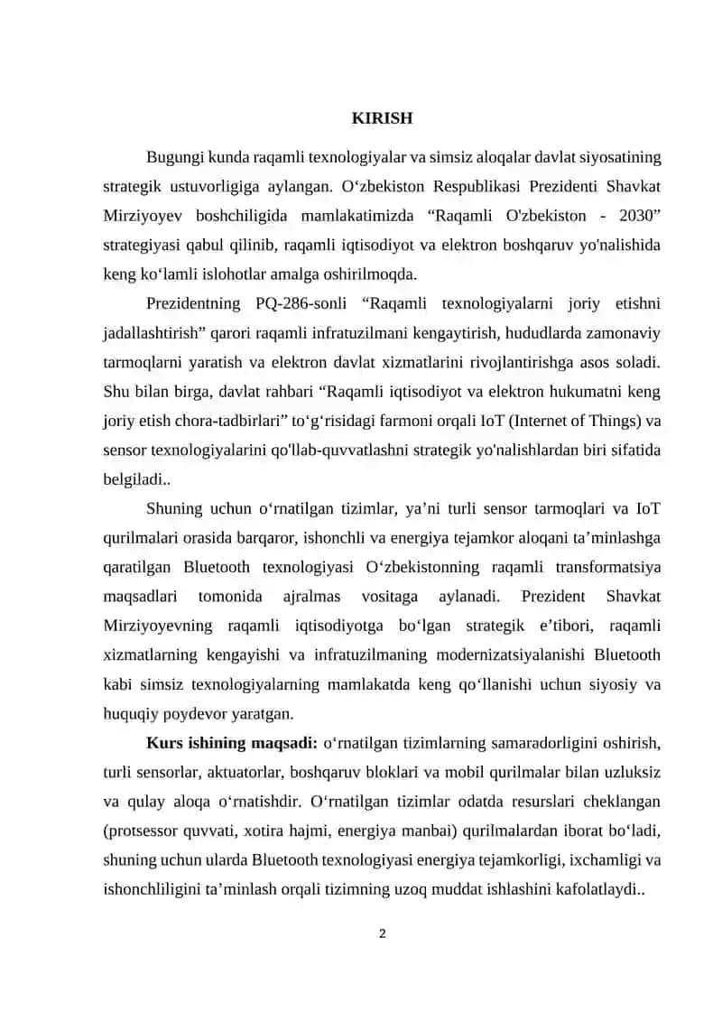 O‘RNATILGAN TIZIMLARDA BLUETOOTH TEXNOLOGIYASI 2