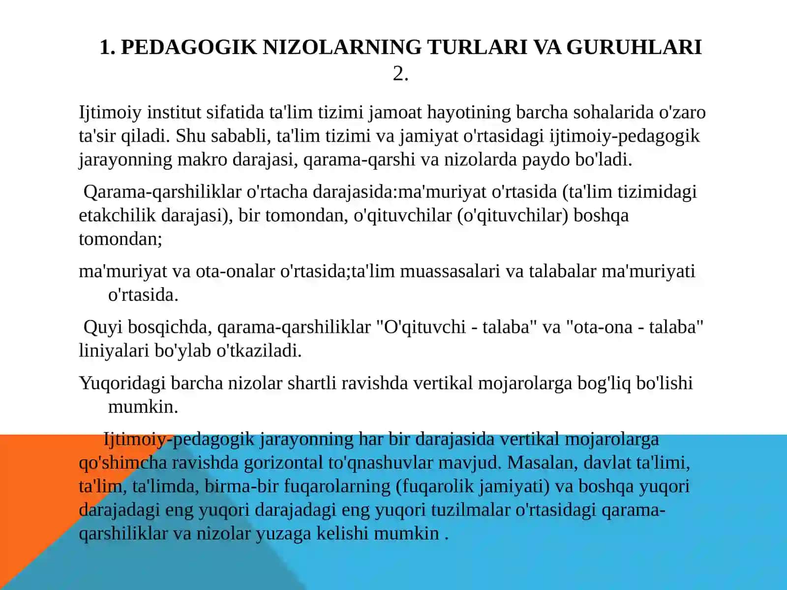 Pedagogik nizova uning sabablari hamda oldini olish usullari 2