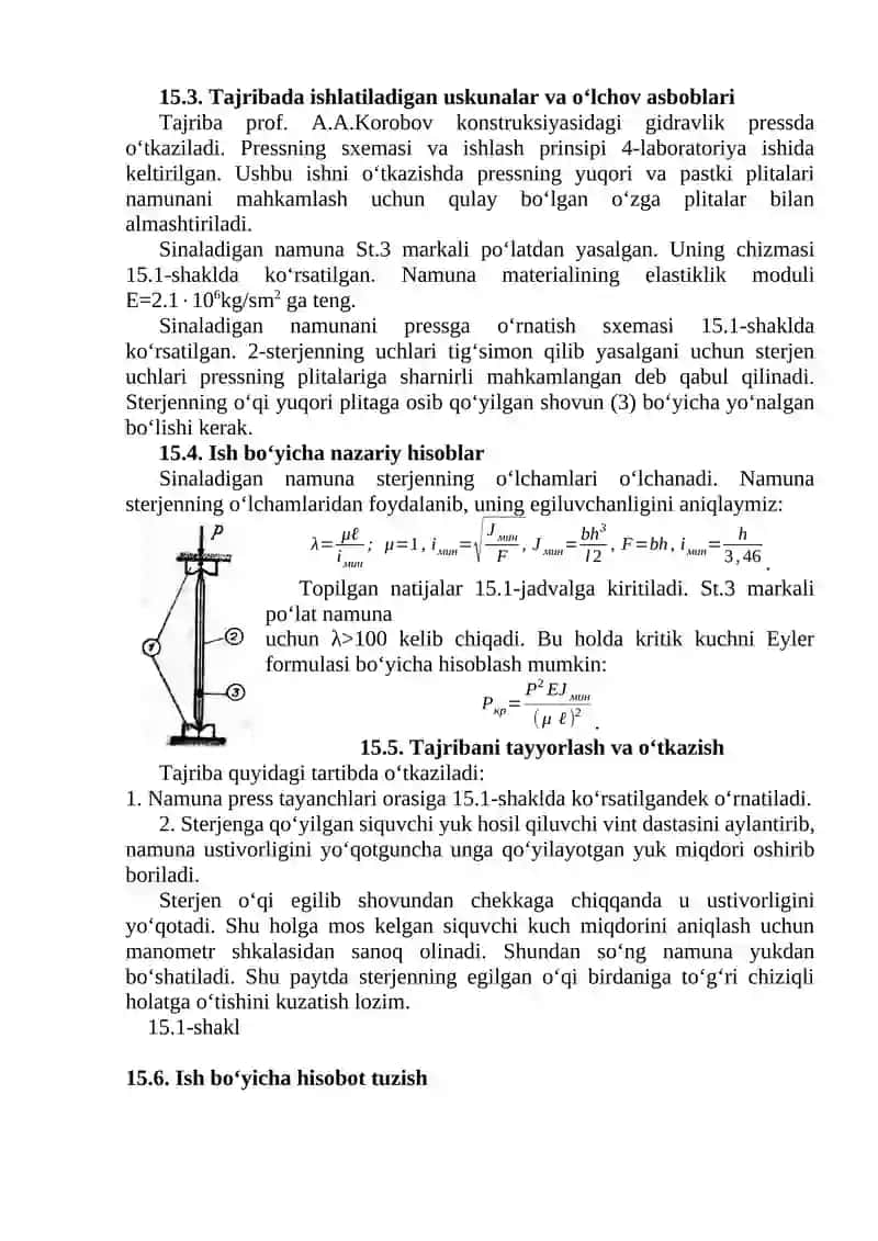 Po‘lat sterjenni ustivorlikka sinash 2