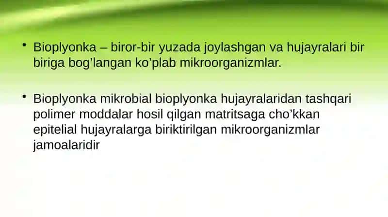 Bakteriyalarning bioplyonka hosil qilishi 2
