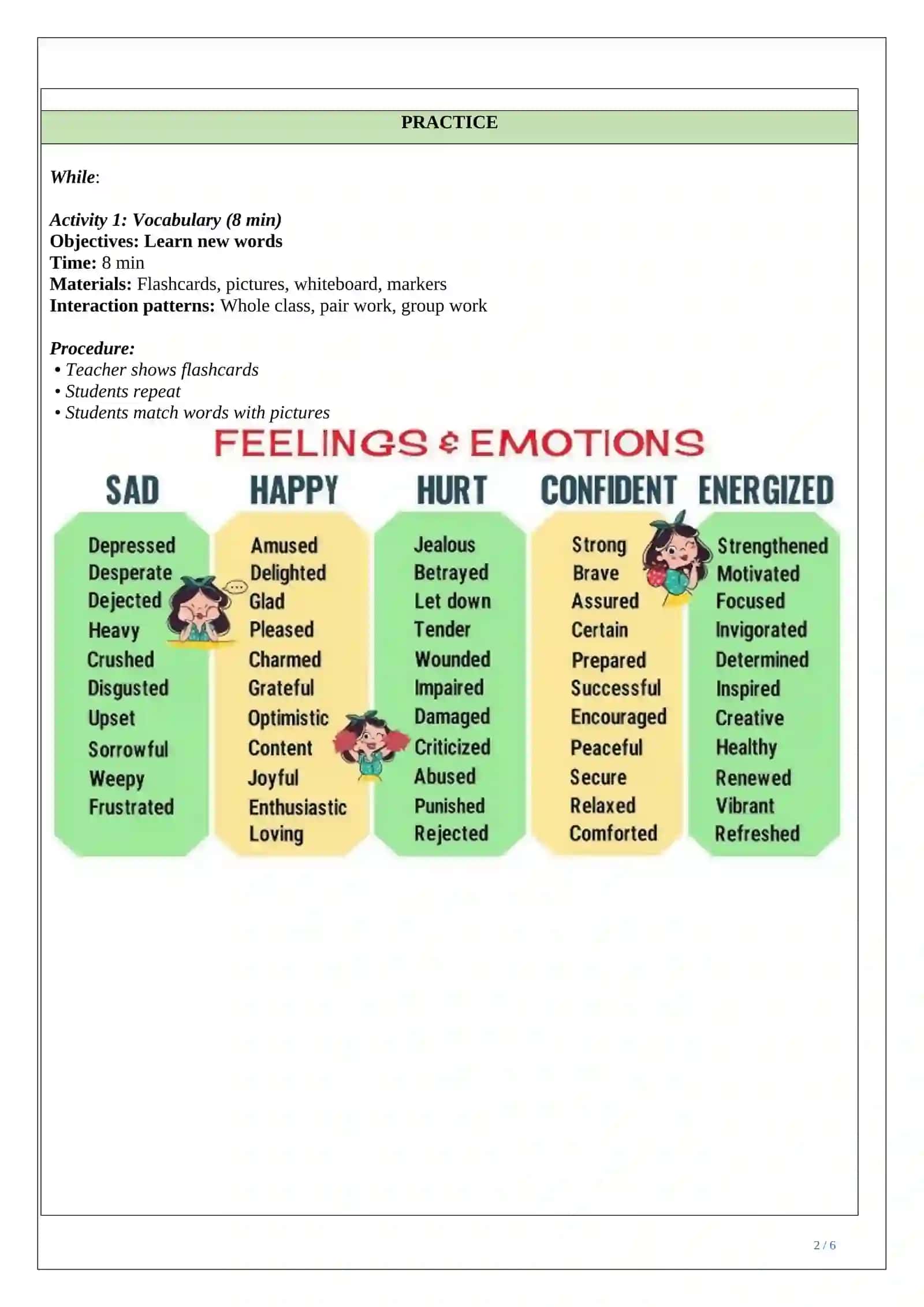 LESSON PLAN ESP emotions and feelings 2