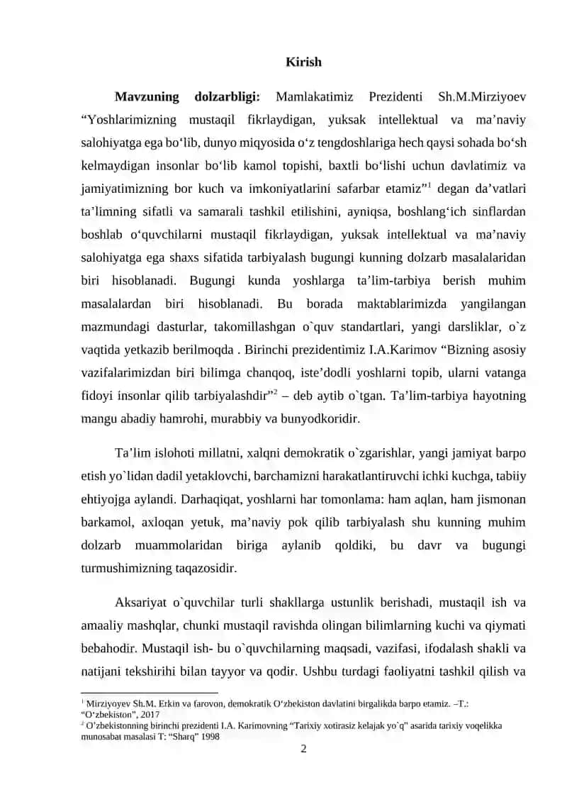 O'quvchilarning mustaqil ijodiy ishlarini tashkil etish 2