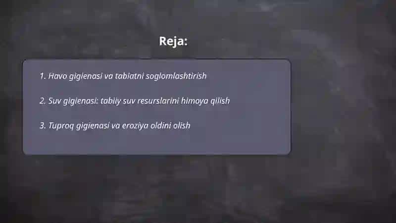 Tabiatni soglomlashtirish kuchlari gigenik omillar 2