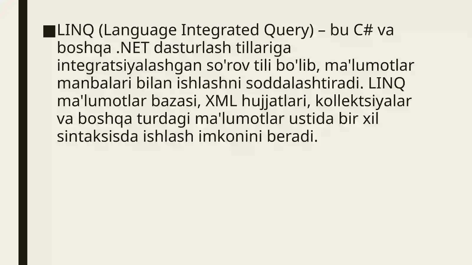 LINQ (Language Integrated Query) 2