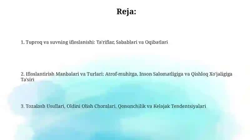 Tuproq va suvning ifloslanishi 2