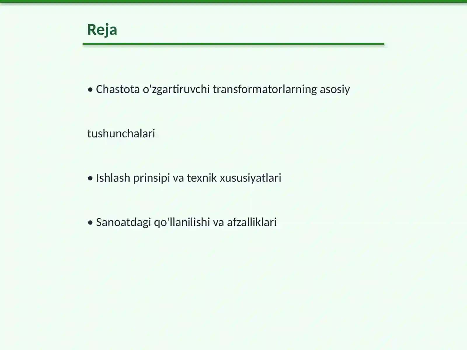 Chastota o'zgartiruvchi transformatorlar 2