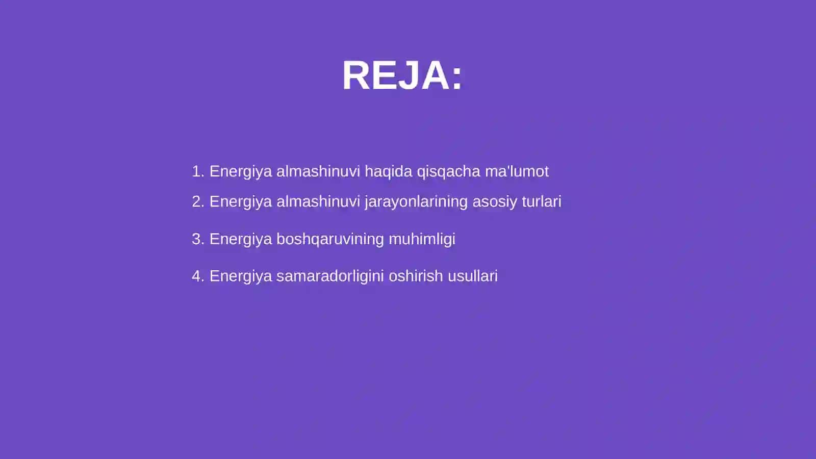Energiya almashinuvining boshqarilishi 2