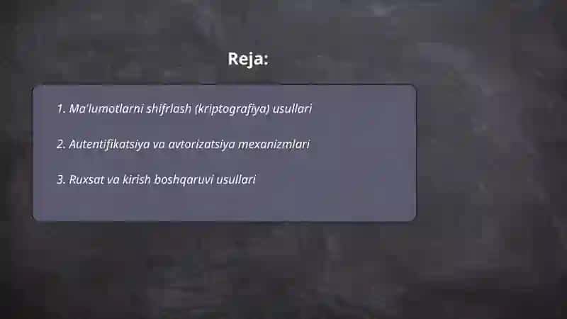 Ma'lumotlarni shifrlash (kriptografiya) usullari 2