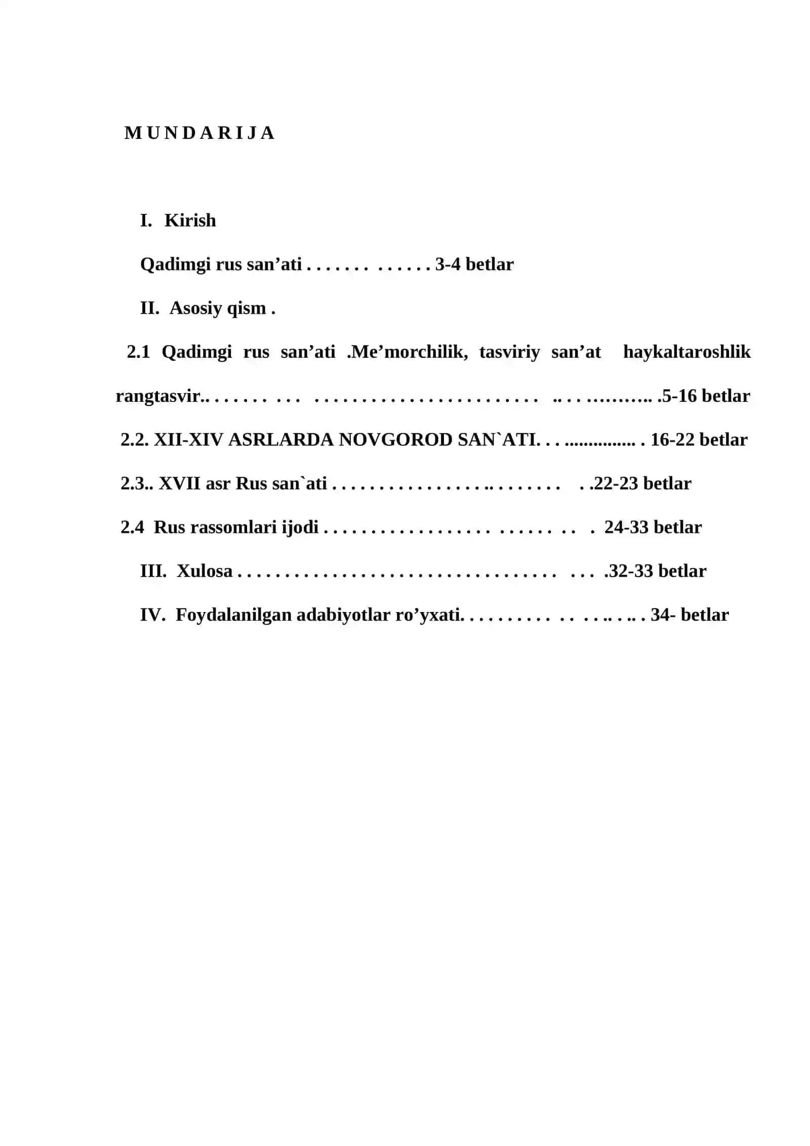 RUS SAN’ATI. Kurs ishi 2
