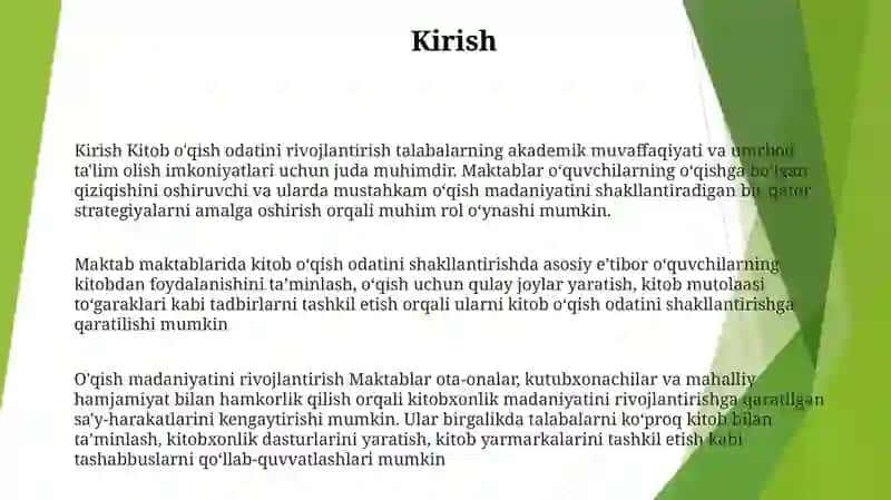 Maktabda O‘Quvchilarning Kitobxonlik Madaniyatini Rivojlantirish 2
