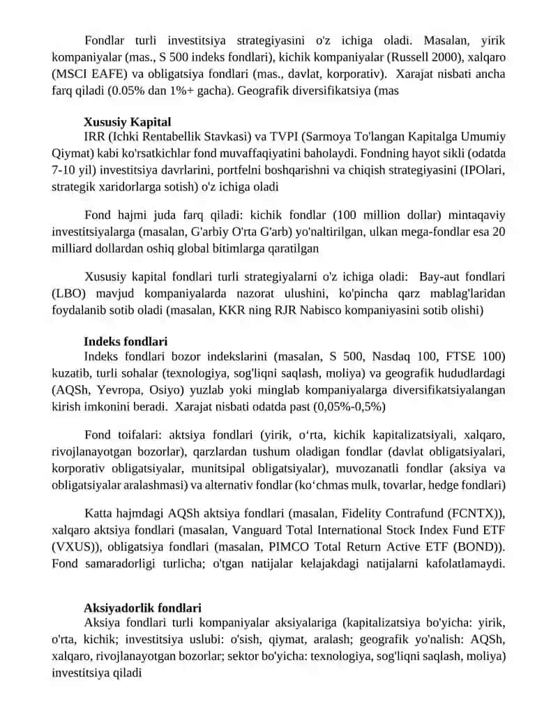 Yer fondi toifalar 2