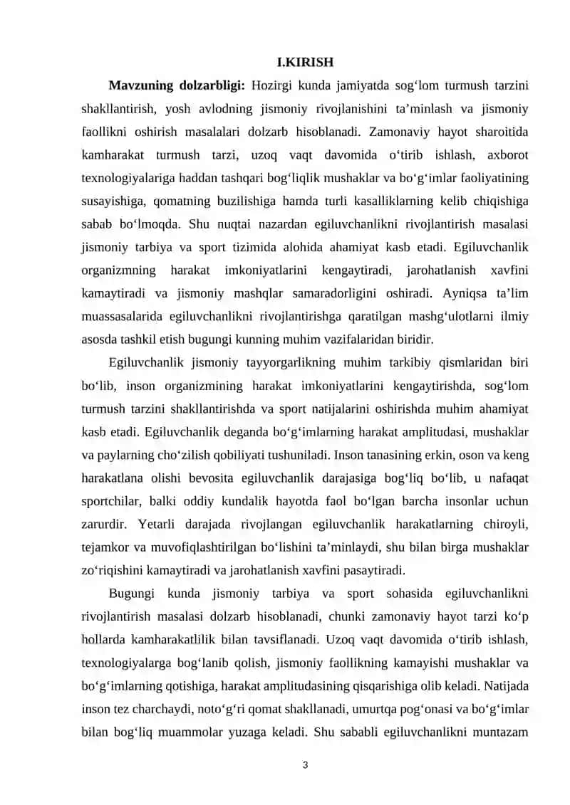 Egiluvchanlik va uni rivojlantirish uslubiyati 2