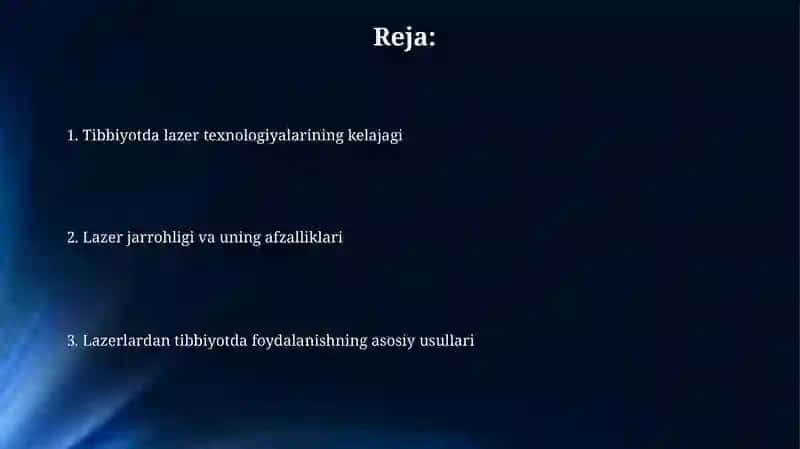 Lazerning tibbiyotda qoʻllanishi 2