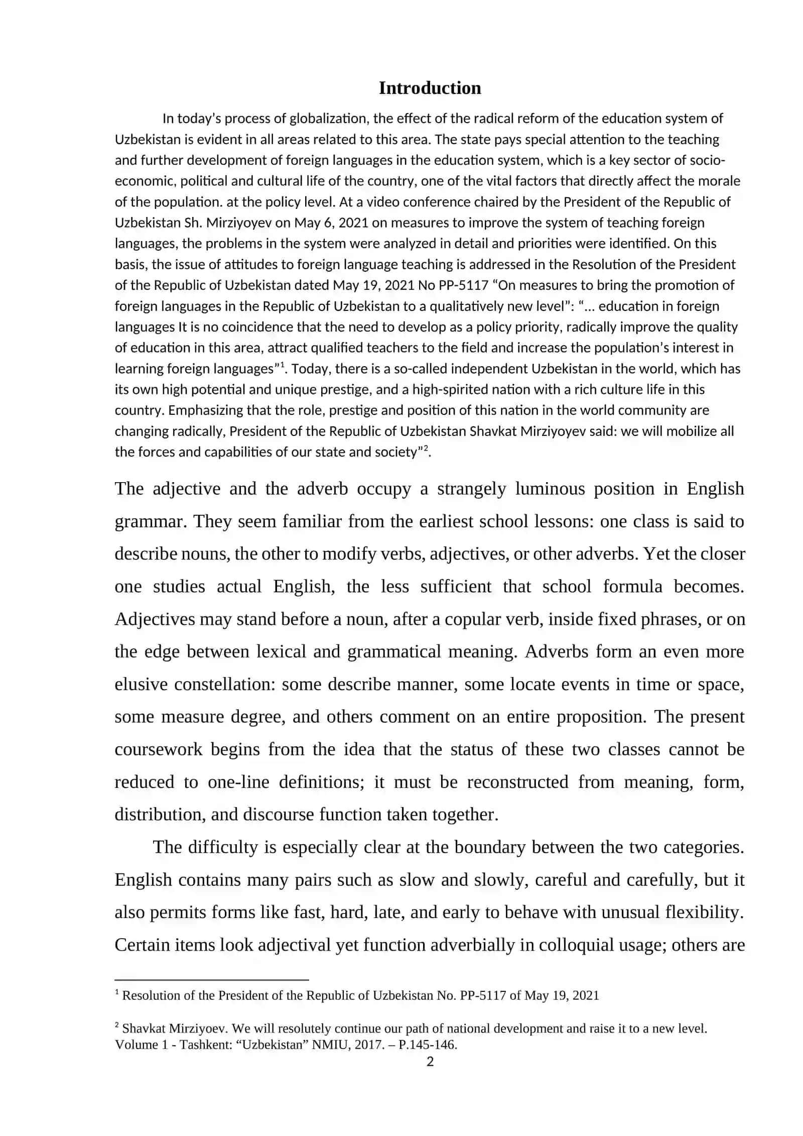 The Status of the Adjective and Adverb in English Grammar 2