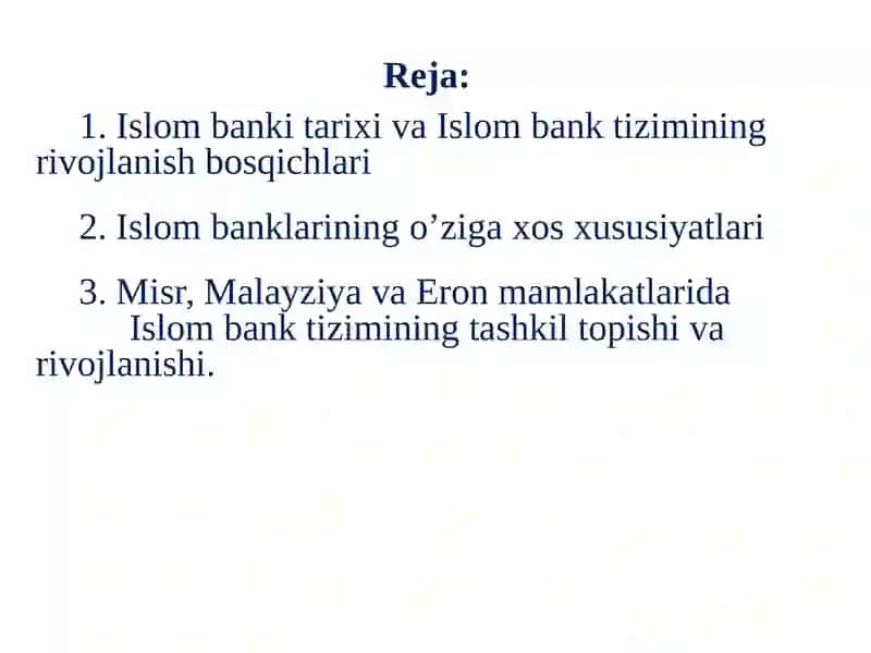 Islom bankining rivojlanishi va tarixi mavzusida taqdimot 2