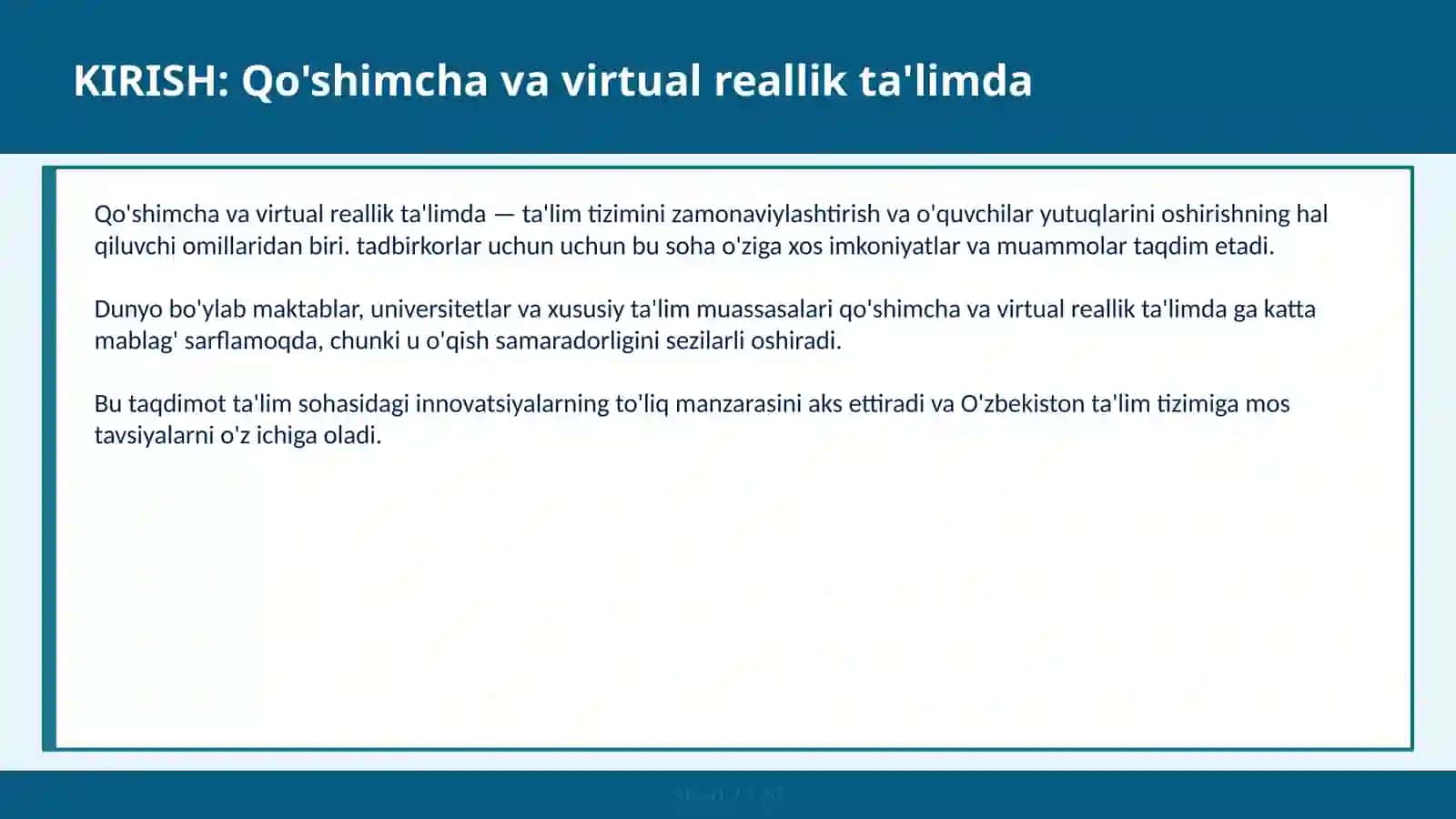 Qo'shimcha va virtual reallik ta'limda 2