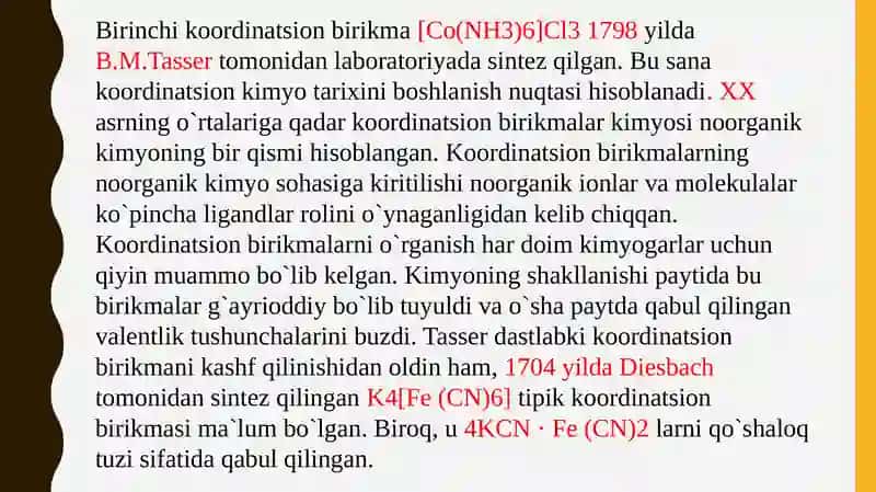 Koordinatsion birikmalar 2