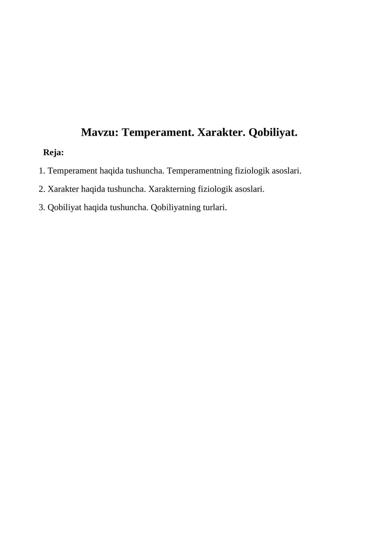 Temperament, Xarakter, Qobiliyat 2