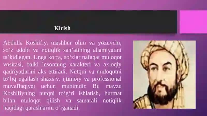 Koshifiyning soʻz o‘tish va nutqning ta'siri 2