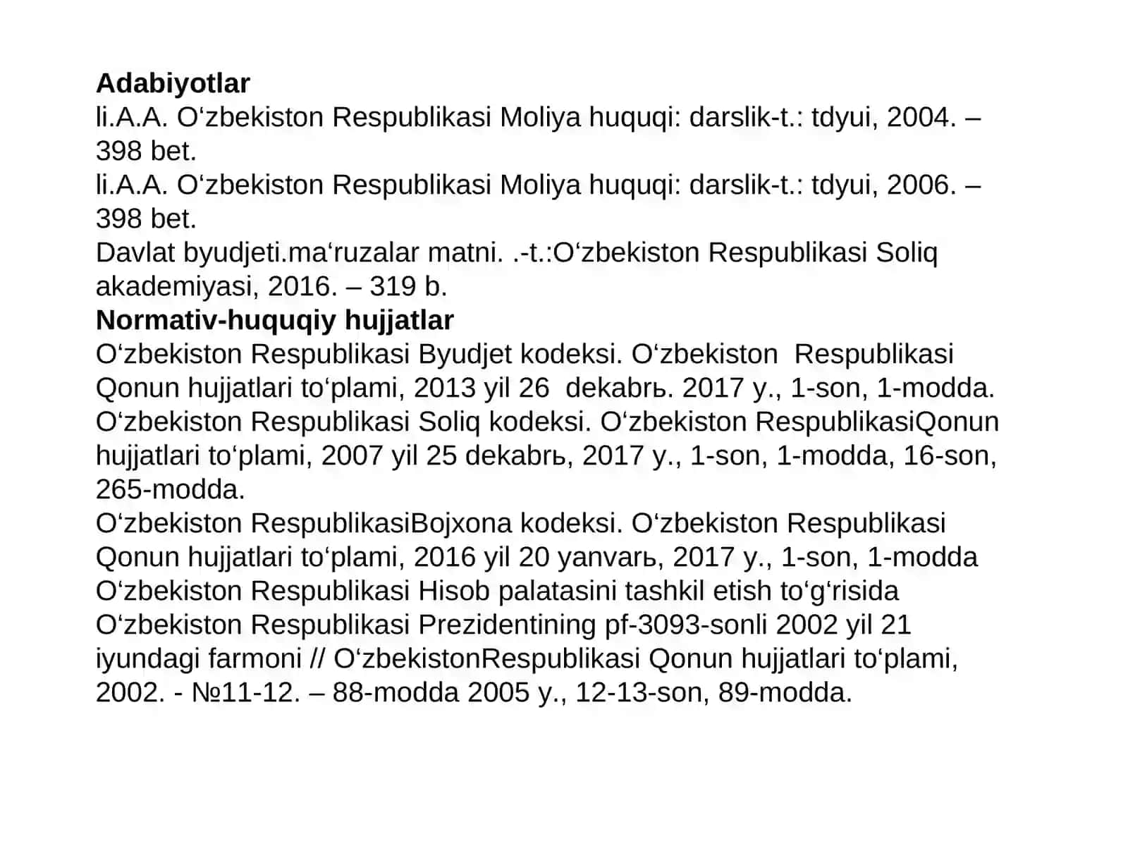 O‘zbekiston RespublikasiMоliyahuquqi:dаrslik 2