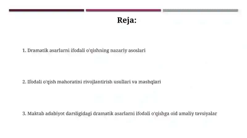 Maktab adabiyot darsligidagi dramatik asarlarni ifodali o'qish 2