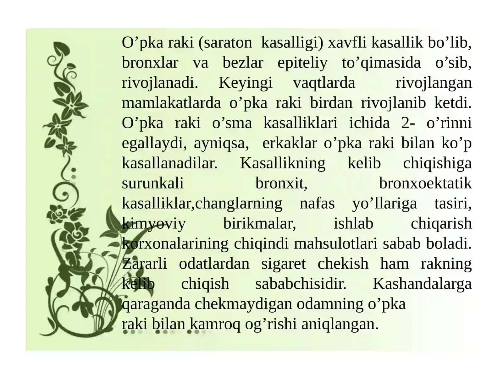 O'pkaraki kasalliklari va ularni davolash 2