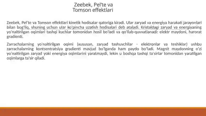 Yarimo’tkazgichlar termoelektrik hodisalar 2