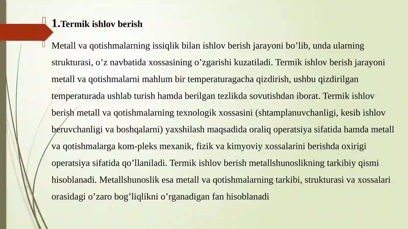 Metallar termik va kimyo viy ishlovberish 2