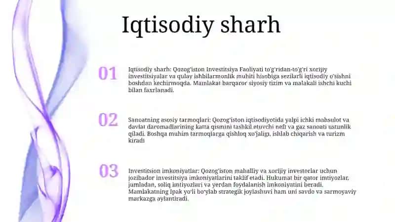 Qozog'Iston Investitsiya Faoliyati 2