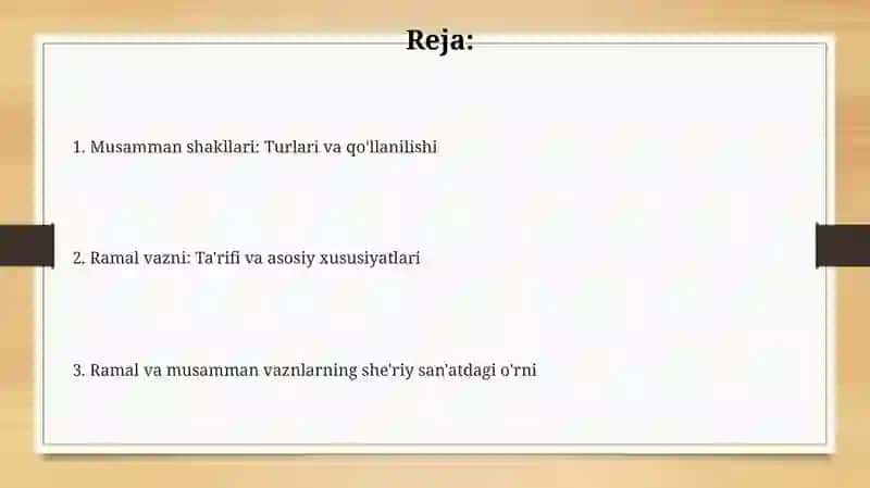 Ramal bahri va uning musamman vaznlari 2
