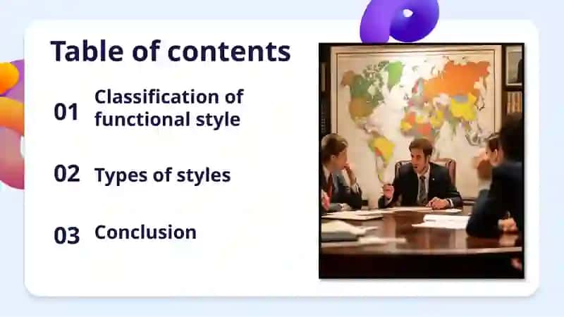 Classifications of functional styles 2