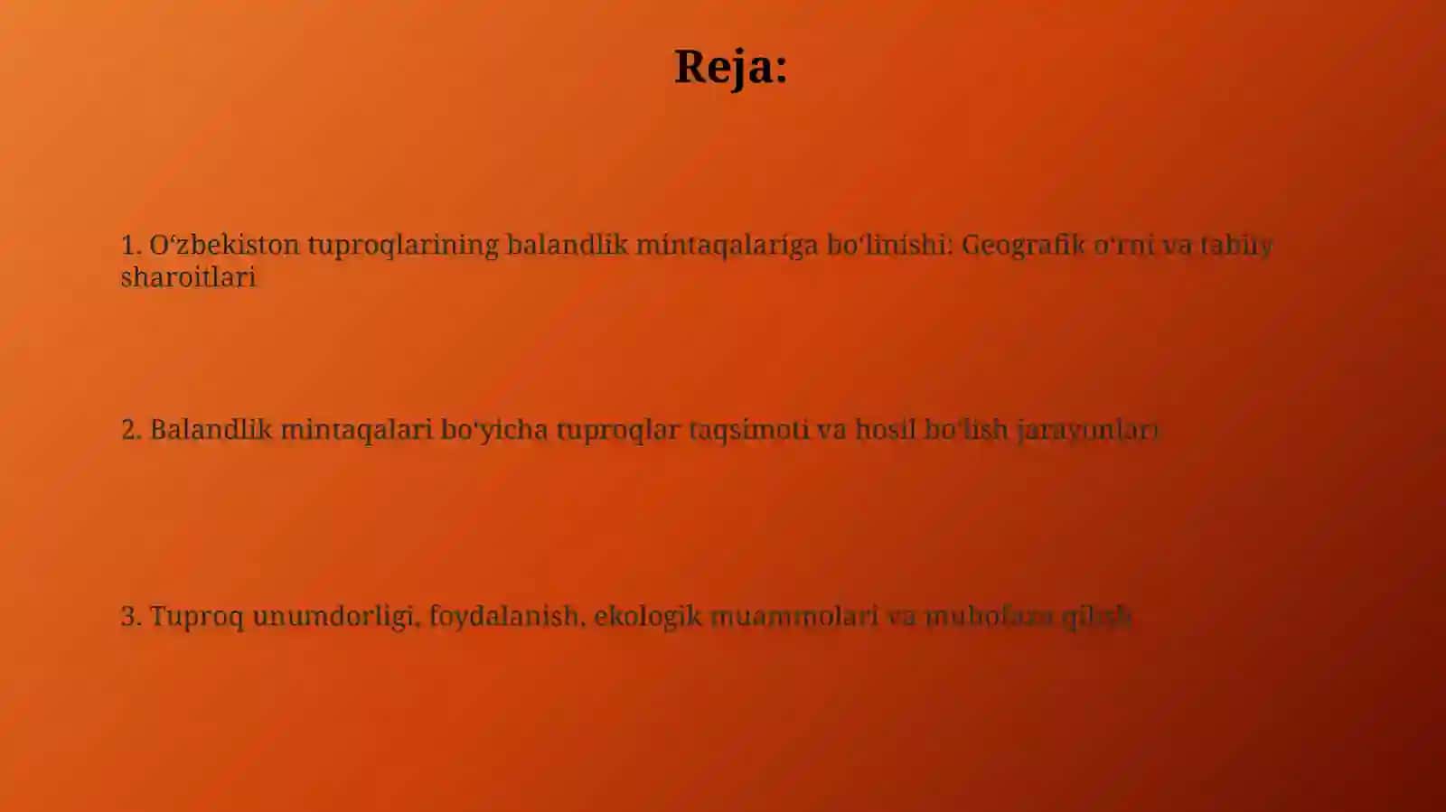 O‘zbekistonning balandlik mintaqasi tuproqlarijoylashuvigeografiyasi 2