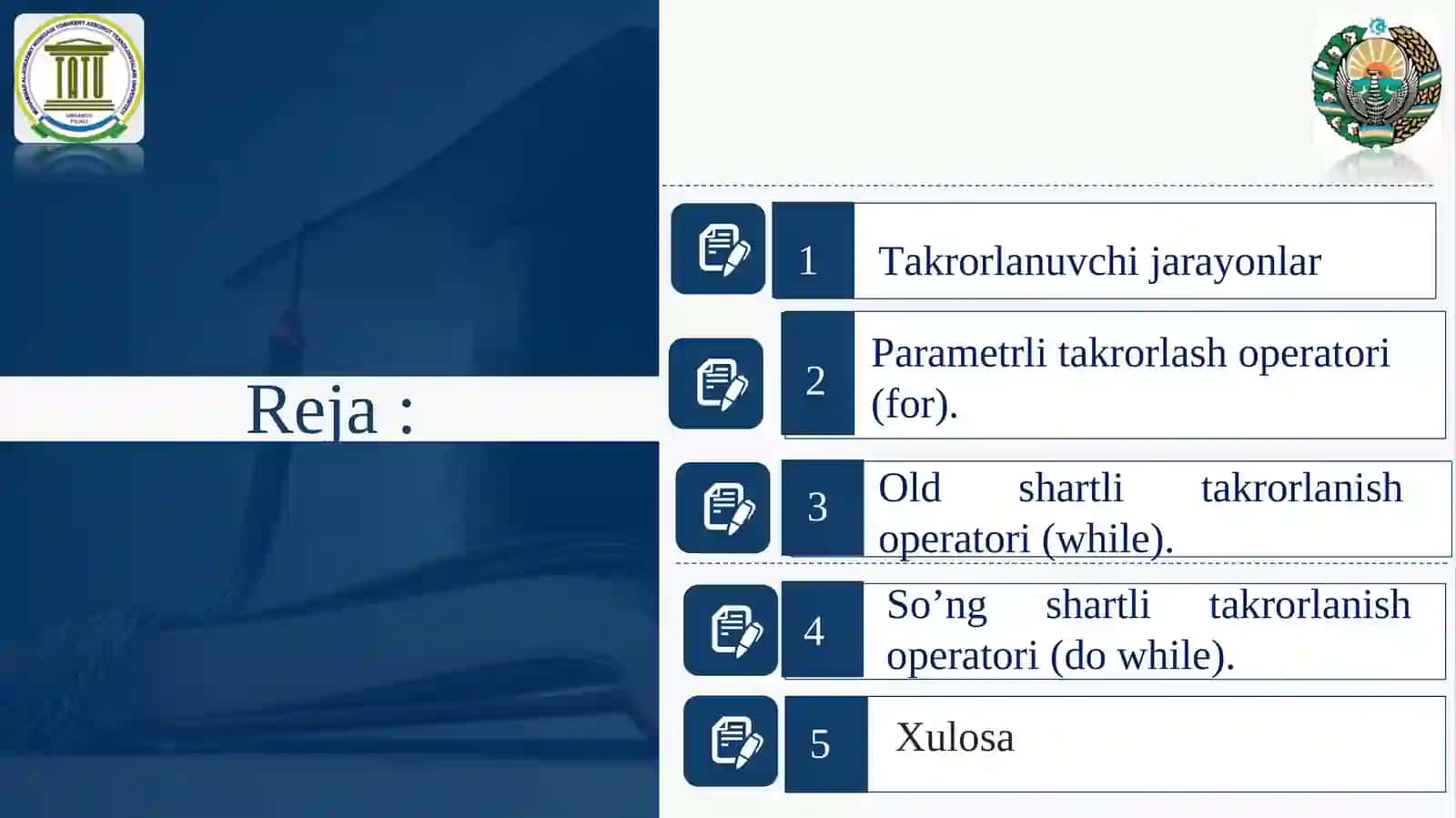 Takrorlanuvchi hisoblash jarayonlari 2