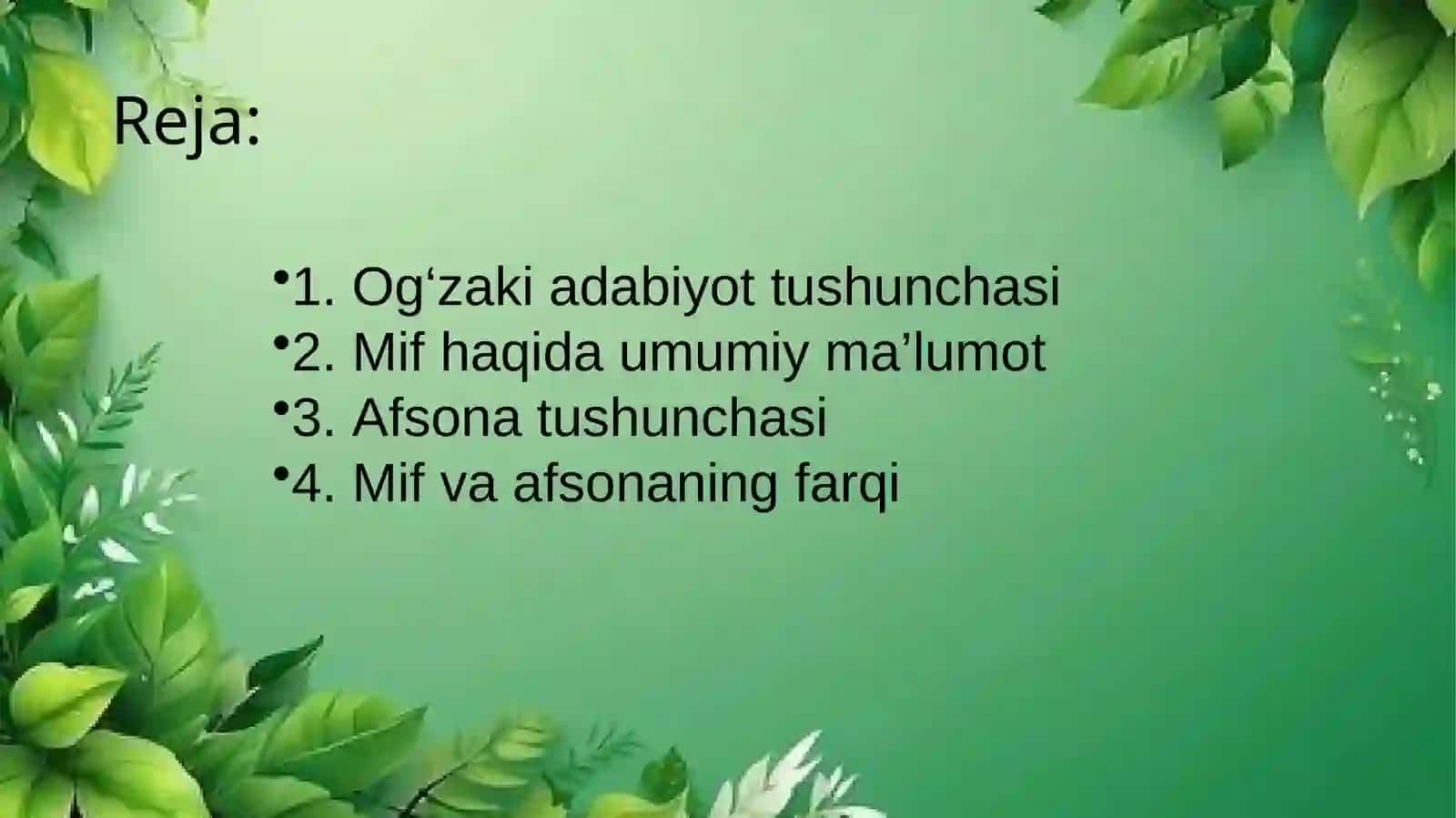 Qadimgi og‘zaki adabiyot: Mif va afsonalar 2