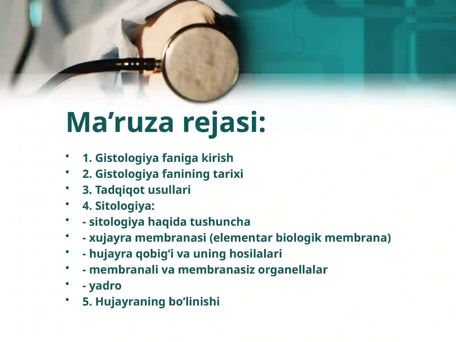 Gistologiya faniga kirish. Sitologiya 2