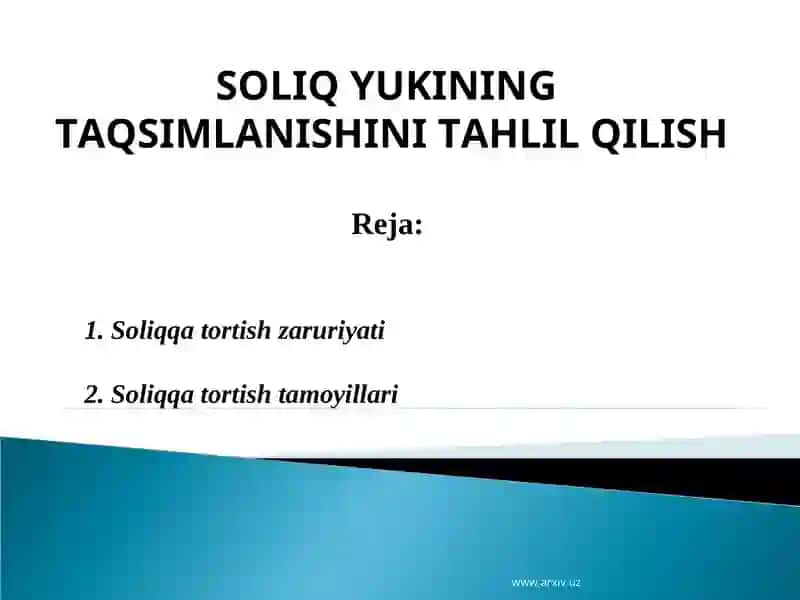 SOLIQ YUKINING TAQSIMLANISHINI TAHLIL QILISH 2