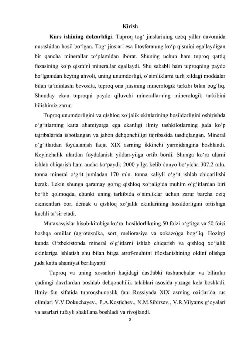 Tuproq Tarkibi va Birinchilik Mineral 2