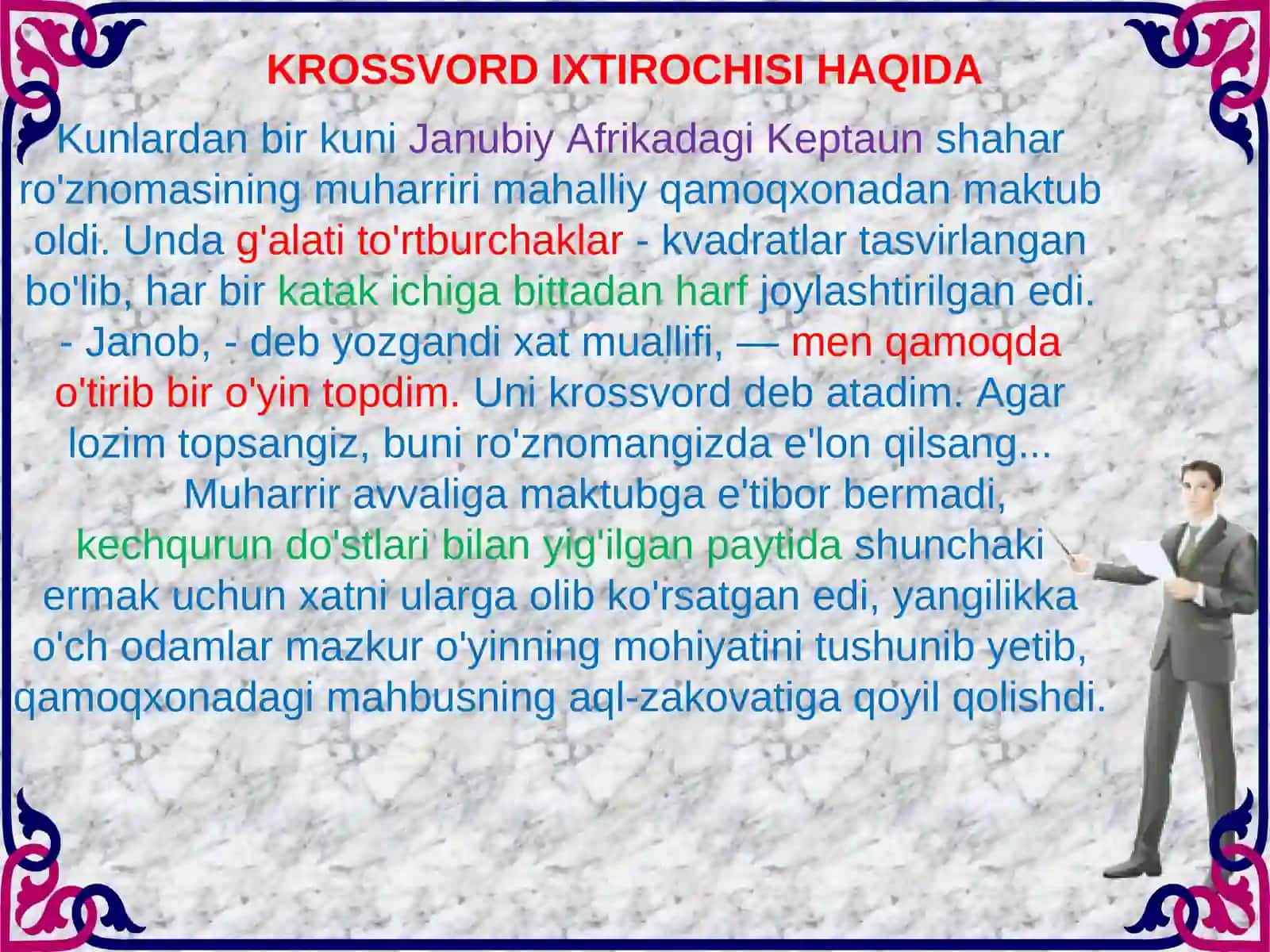 KROSSVORD IXTIROCHISI HAQIDA 2