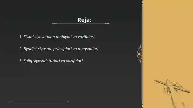 Fiskal siyosat:mohiyati va asosiy vositalari 2