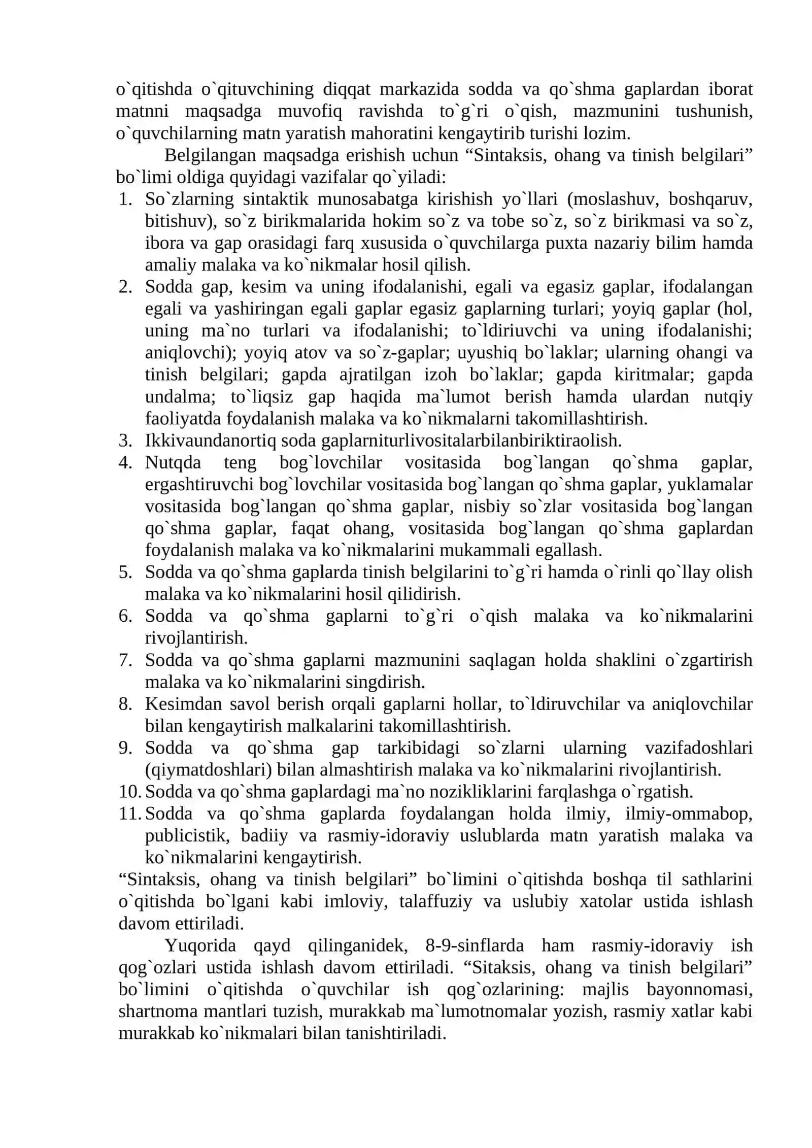 SINTAKSIS BO‘LIMINI O‘QITISH METODIKASI 2