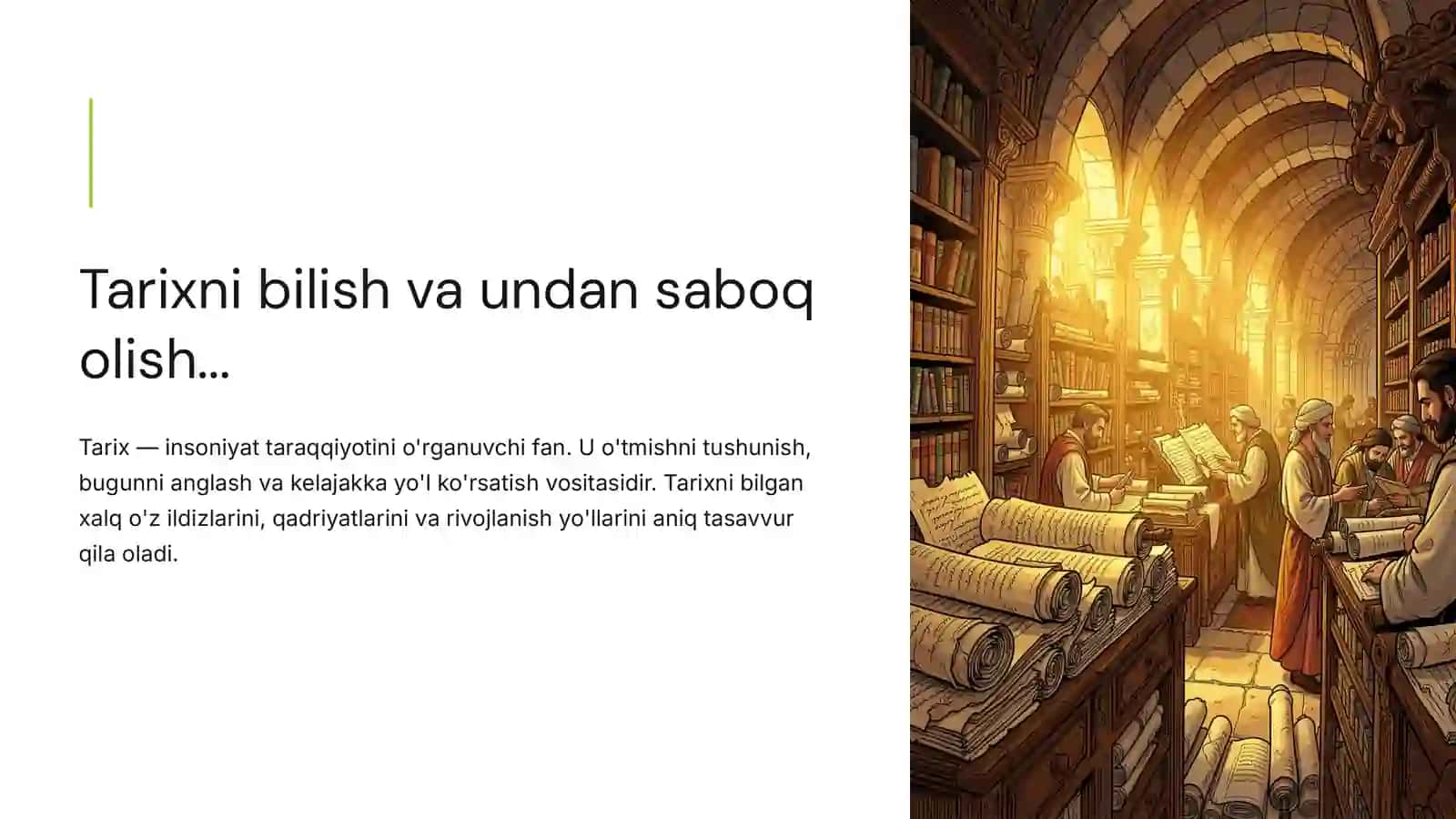 Tarix fani: predmeti, funksional vazifalari va tarixchi 2