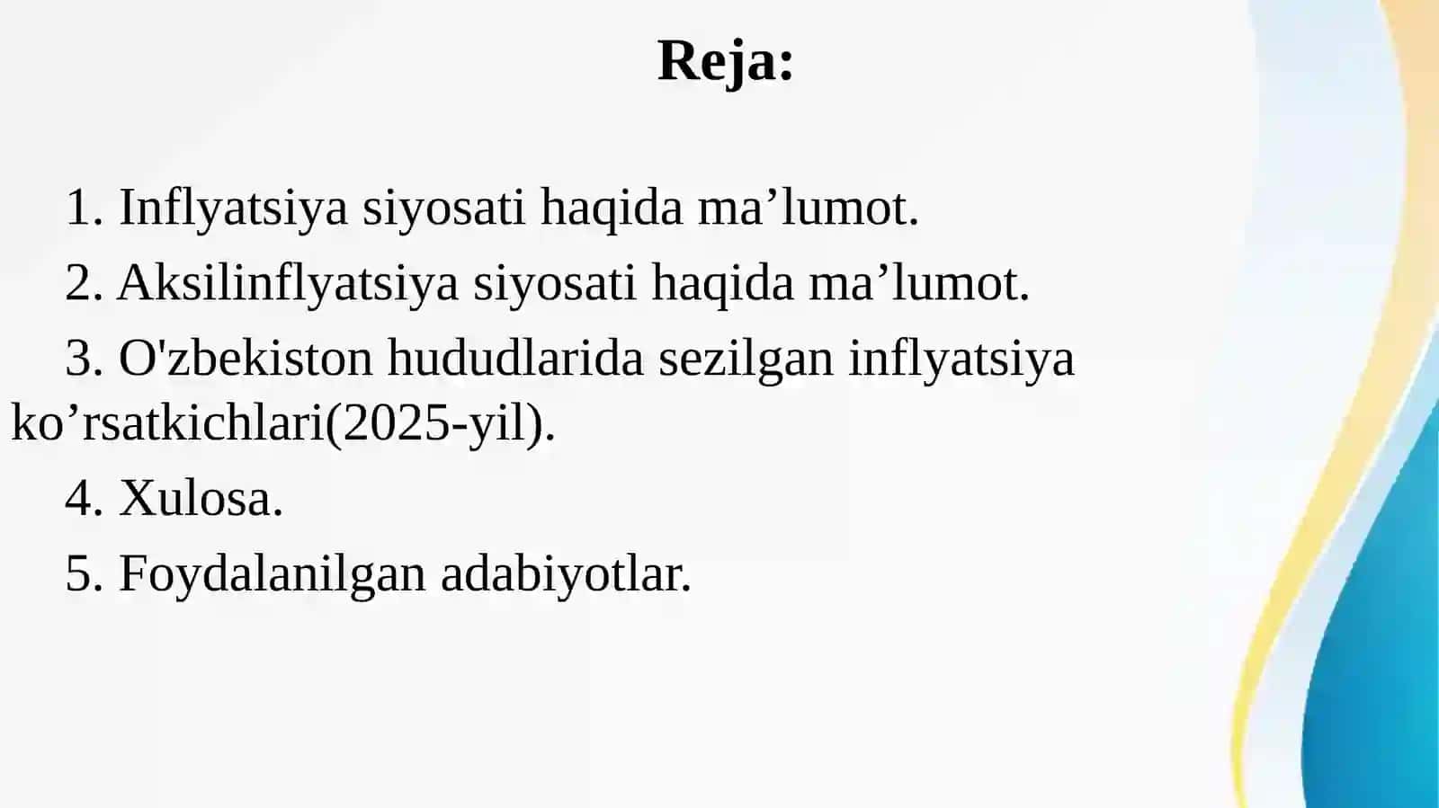 Inflyatsiya va aksilinflyatsiya siyosati. 2