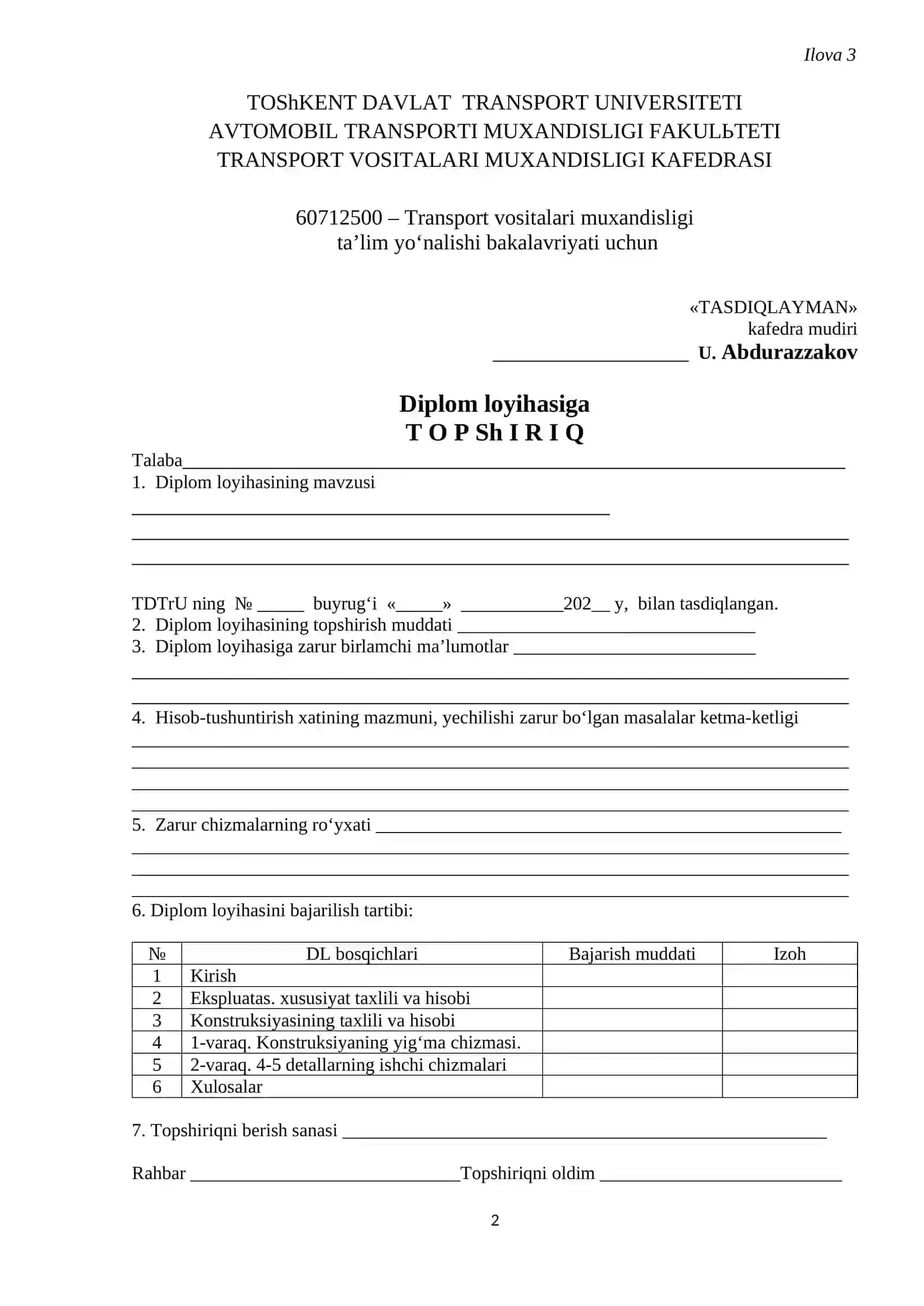 Transport vositalari muxandisligi 2