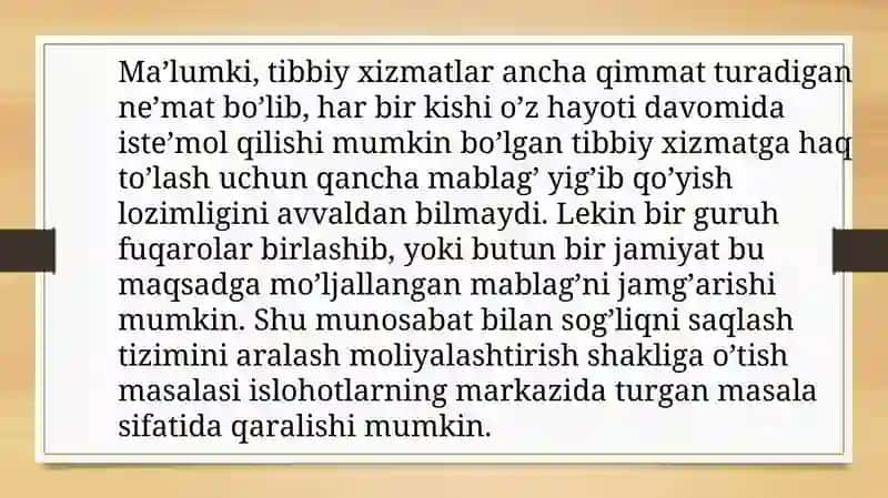 Sog’liqni saqlash xarajatlari 2