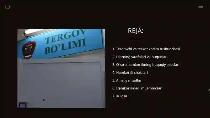 TERGOVCHI VA TEZKOR XODIMLARNING O'ZARO ALOQALARI 2