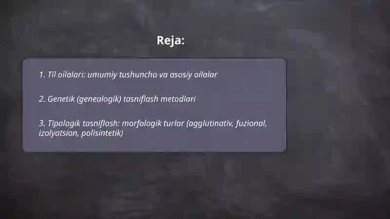 Dunyo tillarining tasnifi 2