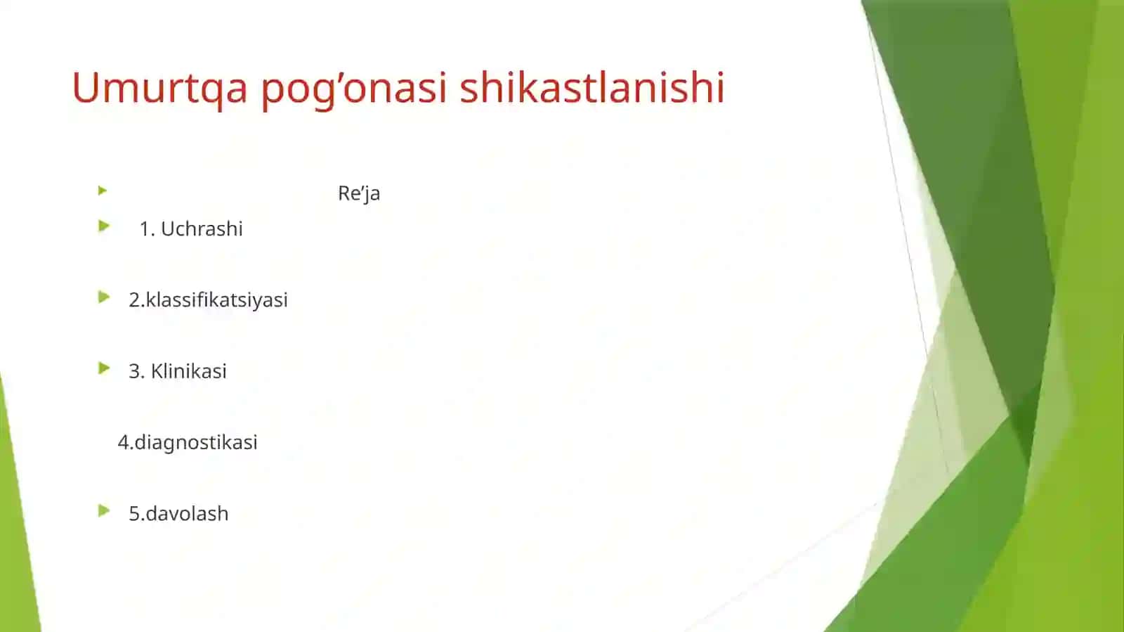 Umurtqa pog’onasi travmasi 2